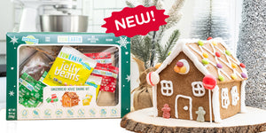 A gingerbread house made with the YumEarth allergy-friendly gingerbread house kit