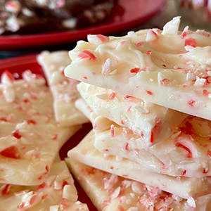 Peppermint bark made with crushed organic candy canes