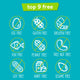 Graphic showing YumEarth candy is free from the top common allergens: eggs, gluten, shellfish, fish, peanuts, tree nuts, soy, dairy, sesame.