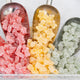 Scoops of delicious YumEarth Sour Littles on a clear tray