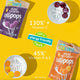 YumEarth lollipops on a yellow background with vitamin info and allergy-friendly badge.