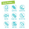 Icons highlighting YumEarth candy is free from the top common allergens.