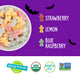 A bowl of YumEarth Sour Littles with the flavors on the right and the reasons to believe in the candy below