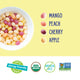 A bowl of YumEarth Jelly Beans with the flavors on the right and the reasons to believe in the candy below