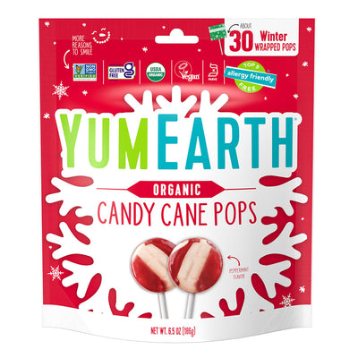 Holiday organic candy cane lollipops 30ct