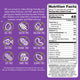 Purple nutrition label for YumEarth snack with 45 calories and allergy-friendly ingredient icons.