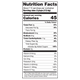 Black and white close-up of nutrition facts label showing 45 calories per serving