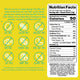 Yellow YumEarth snack label with allergy-friendly icons and nutrition facts showing 50 calories per serving