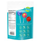 Back of YumEarth Duo Pops teal‑blue bag showing nutrition facts,  and icons for free from the top common allergens.