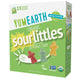 YumEarth Sour Littles box with 15 snack packs in green packaging, labeled free from artificial dyes and allergy‑friendly.