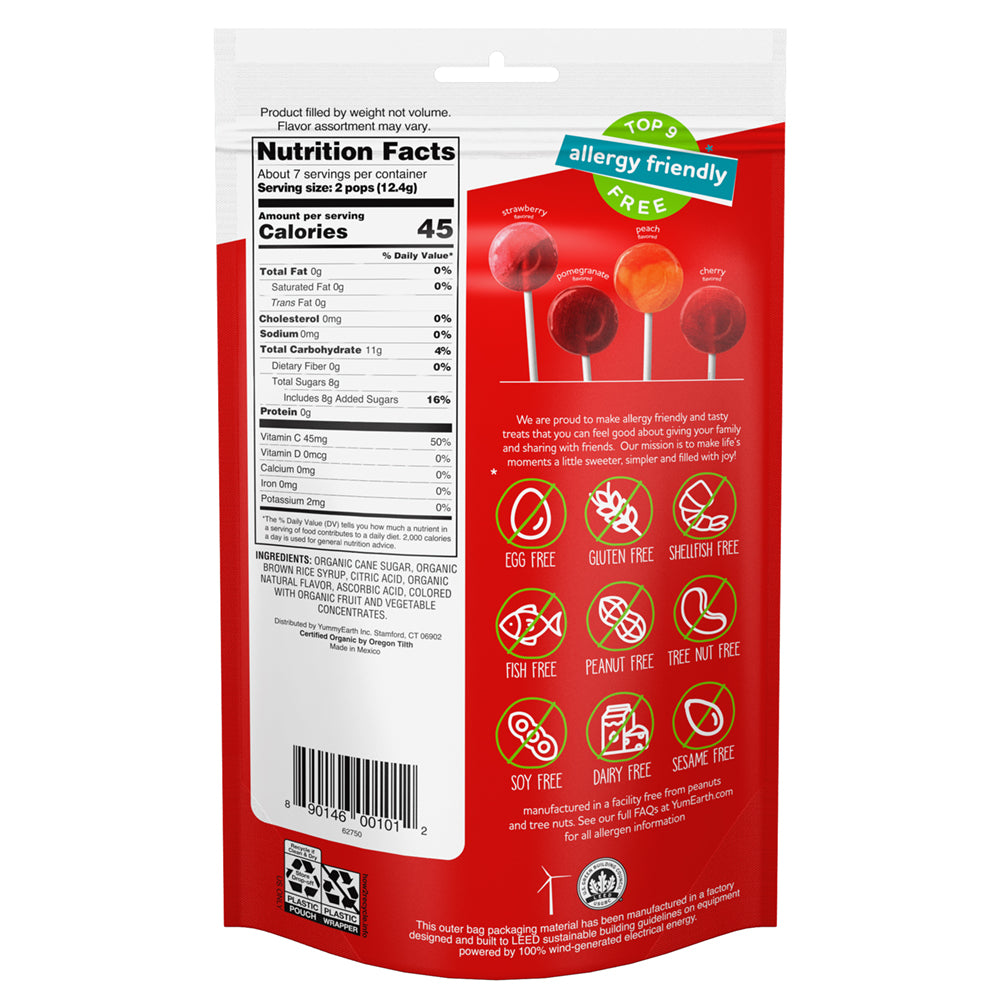 Organic Lollipops Assorted Bag | Allergy Free Lollipop Bulk Bag