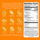 YumEarth red snack bag back panel with allergen icons and nutrition facts detailed in white and red.