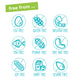 Graphic of icons for allergy‑friendly candy showing various allergens crossed out and labeled “free from the top common allergens.”