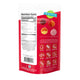 Back panel of YumEarth hard candy red pouch displaying nutrition facts and icons stating free from artificial dyes and allergy‑friendly.