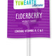 YumEarth purple elderberry lollipop front wrapper showing the pop and labeled allergy‑friendly and free from artificial dyes